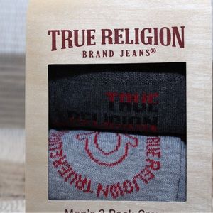 True Religion Jeans 2 PACK Crews Logo SOCKS w/Gift Box Limited edition New